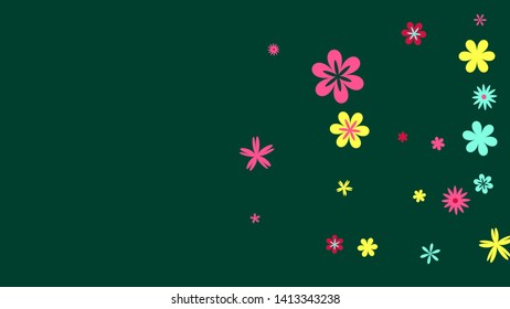 Cute Floral Pattern with Simple Small Flowers for Greeting Card or Poster. Naive Daisy Flowers in Primitive Style. Vector Background for Spring or Summer Design.
