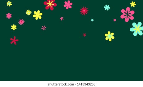 Cute Floral Pattern with Simple Small Flowers for Greeting Card or Poster. Naive Daisy Flowers in Primitive Style. Vector Background for Spring or Summer Design.
