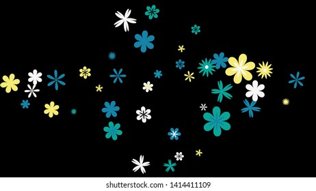 Cute Floral Pattern with Simple Small Flowers for Greeting Card or Poster. Naive Daisy Flowers in Primitive Style. Vector Background for Spring or Summer Design.
