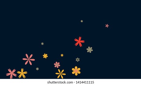 Cute Floral Pattern with Simple Small Flowers for Greeting Card or Poster. Naive Daisy Flowers in Primitive Style. Vector Background for Spring or Summer Design.
