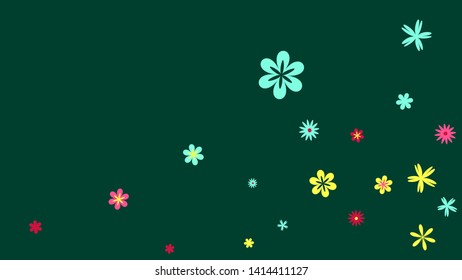 Cute Floral Pattern with Simple Small Flowers for Greeting Card or Poster. Naive Daisy Flowers in Primitive Style. Vector Background for Spring or Summer Design.
