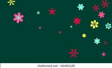 Cute Floral Pattern with Simple Small Flowers for Greeting Card or Poster. Naive Daisy Flowers in Primitive Style. Vector Background for Spring or Summer Design.
