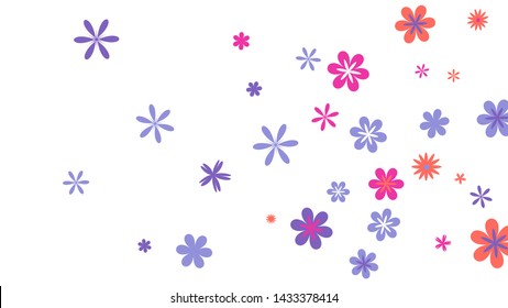 Cute Floral Pattern with Simple Small Flowers for Greeting Card or Poster. Naive Daisy Flowers in Primitive Style. Vector Background for Spring or Summer Design.
