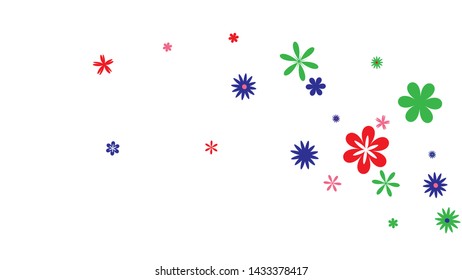 Cute Floral Pattern with Simple Small Flowers for Greeting Card or Poster. Naive Daisy Flowers in Primitive Style. Vector Background for Spring or Summer Design.
