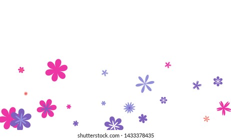 Cute Floral Pattern with Simple Small Flowers for Greeting Card or Poster. Naive Daisy Flowers in Primitive Style. Vector Background for Spring or Summer Design.
