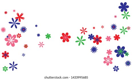 Cute Floral Pattern with Simple Small Flowers for Greeting Card or Poster. Naive Daisy Flowers in Primitive Style. Vector Background for Spring or Summer Design.
