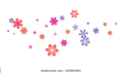 Cute Floral Pattern with Simple Small Flowers for Greeting Card or Poster. Naive Daisy Flowers in Primitive Style. Vector Background for Spring or Summer Design.

