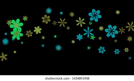 Cute Floral Pattern with Simple Small Flowers for Greeting Card or Poster. Naive Daisy Flowers in Primitive Style. Vector Background for Spring or Summer Design.
