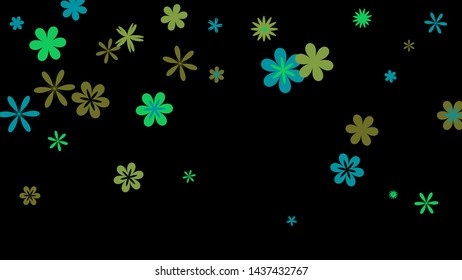 Cute Floral Pattern with Simple Small Flowers for Greeting Card or Poster. Naive Daisy Flowers in Primitive Style. Vector Background for Spring or Summer Design.
