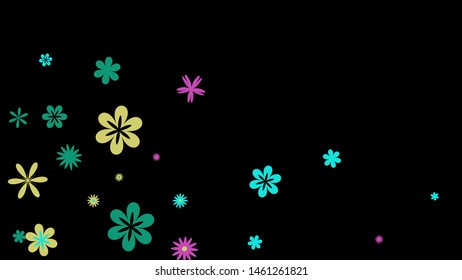 Cute Floral Pattern with Simple Small Flowers for Greeting Card or Poster. Naive Daisy Flowers in Primitive Style. Vector Background for Spring or Summer Design.
