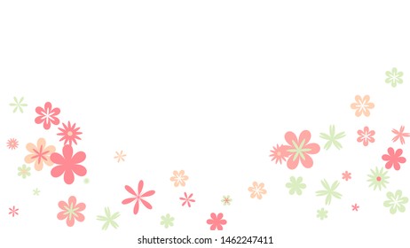 Cute Floral Pattern with Simple Small Flowers for Greeting Card or Poster. Naive Daisy Flowers in Primitive Style. Vector Background for Spring or Summer Design.
