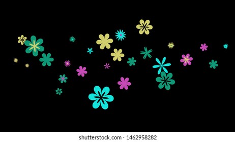 Cute Floral Pattern with Simple Small Flowers for Greeting Card or Poster. Naive Daisy Flowers in Primitive Style. Vector Background for Spring or Summer Design.
