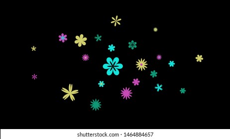 Cute Floral Pattern with Simple Small Flowers for Greeting Card or Poster. Naive Daisy Flowers in Primitive Style. Vector Background for Spring or Summer Design.
