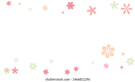 Cute Floral Pattern with Simple Small Flowers for Greeting Card or Poster. Naive Daisy Flowers in Primitive Style. Vector Background for Spring or Summer Design.
