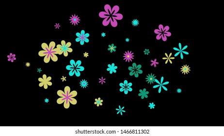 Cute Floral Pattern with Simple Small Flowers for Greeting Card or Poster. Naive Daisy Flowers in Primitive Style. Vector Background for Spring or Summer Design.

