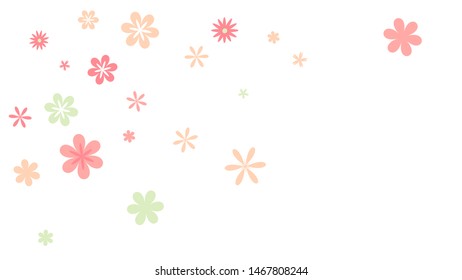 Cute Floral Pattern with Simple Small Flowers for Greeting Card or Poster. Naive Daisy Flowers in Primitive Style. Vector Background for Spring or Summer Design.
