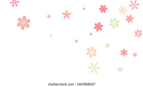 Cute Floral Pattern with Simple Small Flowers for Greeting Card or Poster. Naive Daisy Flowers in Primitive Style. Vector Background for Spring or Summer Design.
