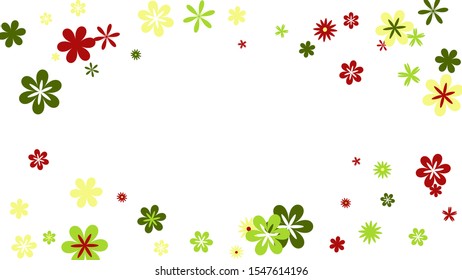 Cute Floral Pattern with Simple Small Flowers for Greeting Card or Poster. Naive Daisy Flowers in Primitive Style. Vector Background for Spring or Summer Design.
