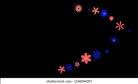 Cute Floral Pattern with Simple Small Flowers for Greeting Card or Poster. Naive Daisy Flowers in Primitive Style. Vector Background for Spring or Summer Design.
