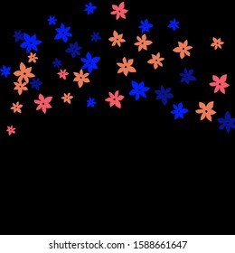 Cute Floral Pattern with Simple Small Flowers for Greeting Card or Poster. Naive Daisy Flowers in Primitive Style. Vector Background for Spring or Summer Design.
