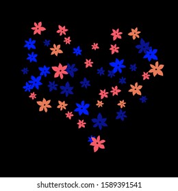 Cute Floral Pattern with Simple Small Flowers for Greeting Card or Poster. Naive Daisy Flowers in Primitive Style. Vector Background for Spring or Summer Design.
