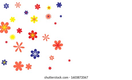 Cute Floral Pattern with Simple Small Flowers for Greeting Card or Poster. Naive Daisy Flowers in Primitive Style. Vector Background for Spring or Summer Design.
