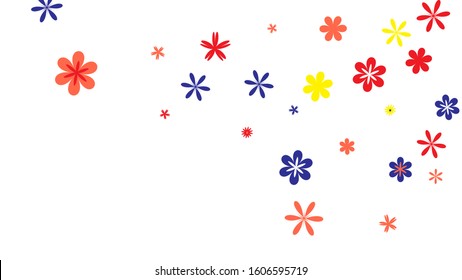 Cute Floral Pattern with Simple Small Flowers for Greeting Card or Poster. Naive Daisy Flowers in Primitive Style. Vector Background for Spring or Summer Design.
