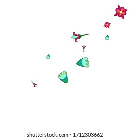 Cute Floral Pattern with Simple Small Flowers for Greeting Card or Poster. Naive Daisy Flowers in Primitive Style. Vector Background for Spring or Summer Design.
