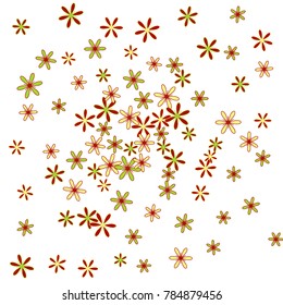 Cute Floral Pattern with Simple Small Flowers for Greeting Card or Poster. Naive Daisy Flowers in Primitive Style. Vector Background for Spring or Summer Design.