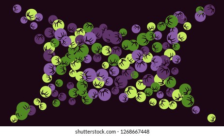 Cute Floral Pattern with Simple Stylized Berries for Greeting Card or Poster. Naive Daisy Berries in Primitive Style. Vector Background for Spring or Summer Design.