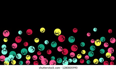 Cute Floral Pattern with Simple Stylized Berries for Greeting Card or Poster. Naive Daisy Berries in Primitive Style. Vector Background for Spring or Summer Design.
