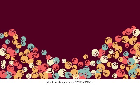 Cute Floral Pattern with Simple Stylized Berries for Greeting Card or Poster. Naive Daisy Berries in Primitive Style. Vector Background for Spring or Summer Design.
