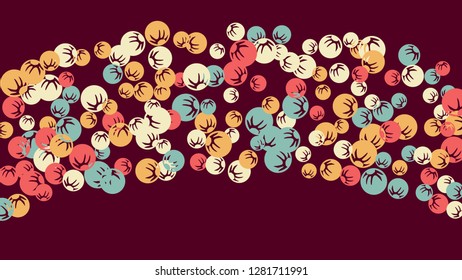 Cute Floral Pattern with Simple Stylized Berries for Greeting Card or Poster. Naive Daisy Berries in Primitive Style. Vector Background for Spring or Summer Design.
