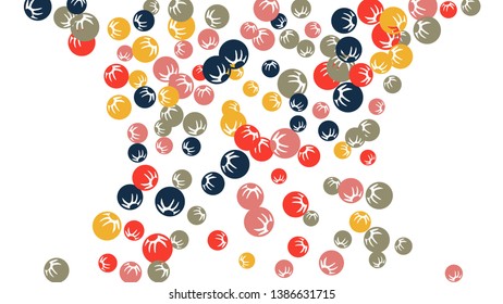 Cute Floral Pattern with Simple Stylized Berries for Greeting Card or Poster. Naive Daisy Berries in Primitive Style. Vector Background for Spring or Summer Design.
