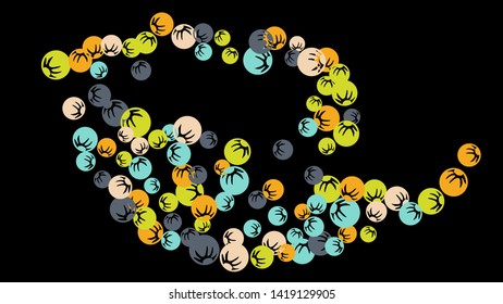 Cute Floral Pattern with Simple Stylized Berries for Greeting Card or Poster. Naive Daisy Berries in Primitive Style. Vector Background for Spring or Summer Design.
