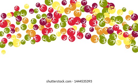 Cute Floral Pattern with Simple Stylized Berries for Greeting Card or Poster. Naive Daisy Berries in Primitive Style. Vector Background for Spring or Summer Design.
