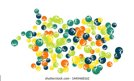 Cute Floral Pattern with Simple Stylized Berries for Greeting Card or Poster. Naive Daisy Berries in Primitive Style. Vector Background for Spring or Summer Design.
