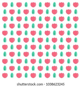 Cute Floral pattern in the small flower.  vector texture. Printing with pink flowers and Green Leaves. White background.