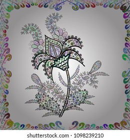 Cute Floral pattern in the small flower. Flowers on white, neutral and gray colors.