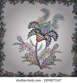 Cute Floral pattern in the small flower. Flowers on white, neutral and gray colors.