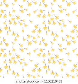 Cute Floral pattern in the small flower. Ditsy print. Motifs scattered random. Seamless vector texture. Elegant template for fashion prints. Printing with small yellow flowers. White background.