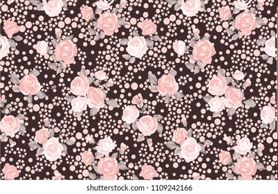 Cute floral pattern in the small flower. Ditsy print vector texture. Elegant template for fashion prints. Printing with small rose-colored flowers.
