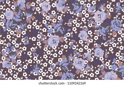 Cute floral pattern in the small flower. Ditsy print vector texture. Elegant template for fashion prints. Printing with small rose-colored flowers.
