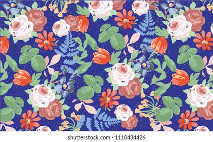 Cute floral pattern in the small flower. Ditsy print vector texture. Elegant template for fashion prints. Printing with small rose-colored flowers.