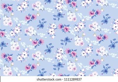 Cute floral pattern in the small flower. Ditsy print vector texture. Elegant template for fashion prints. Printing with small rose-colored flowers.