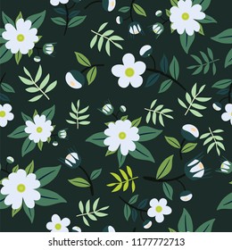 Cute Floral pattern in the small flower. Seamless vector white background