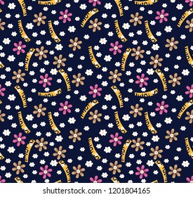 Cute Floral pattern in the small flower on navy