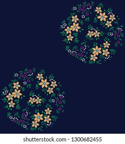 Cute Floral pattern in the small flower on navy