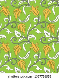 Cute Floral pattern in the small flower on green