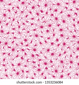 	
Cute floral pattern in the small flower. Ditsy print. Seamless vector texture. Elegant template for fashion prints. Printing with small chamomiles colored flowers. White background.